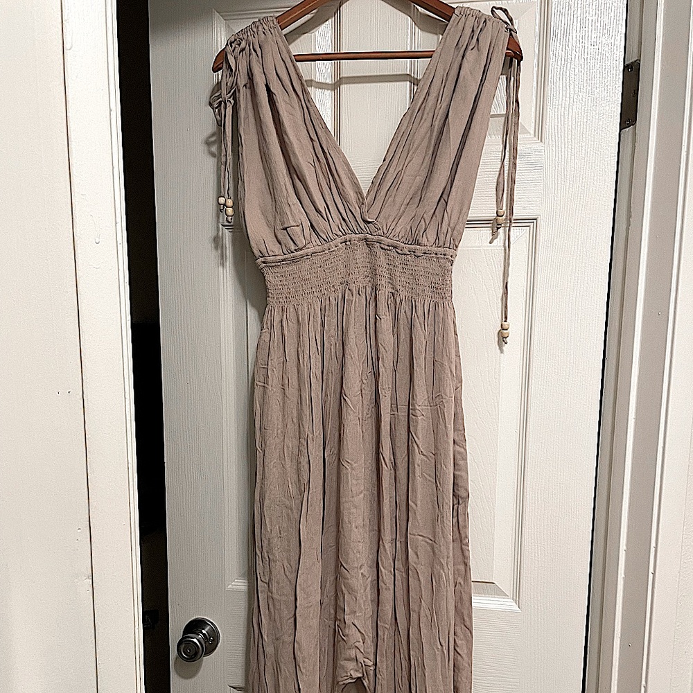 NEW FREE PEOPLE creme linen bohemian romper size K